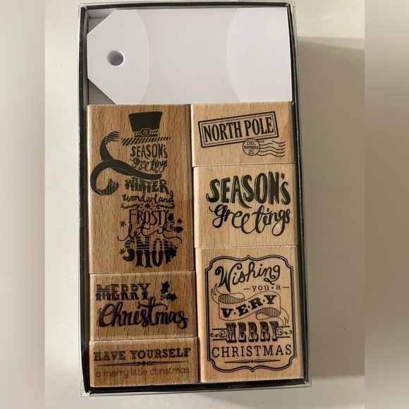 Christmas Rubber Stamp And Tag Set - Picture 1 of 2